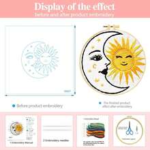 1 Set Perlengkapan Sulam, Seri Pola Ular Matahari dan Bulan, Perlengkapan Sulam Tingkat Pemula, Cocok untuk Semua Musim, Dekorasi Dinding atau Hadiah Liburan, Hobi DIY - MultiWarna - View 13