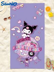 1 pièce Serviette de plage Kuromi, serviette de bain dessin animé violette, serviette de plage Sanrio mignonne, séchage rapide, 75x150cm, douce et confortable. Un indispensable pour les fêtes de plage, les piscines et les vacances à la plage. Convient pour le fitness, le yoga, la natation et les excursions à la plage. Un cadeau parfait pour les anniversaires, les amis, les cadeaux commémoratifs pour les femmes, la décoration, la décoration intérieure, les cadeaux de la Saint-Valentin, le mariage d'été, le retour à l'école, les fournitures scolaires, la décoration de la chambre