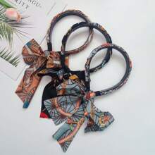 1pc/3pcs Satin Print Chain Ribbon Braided Headbands Hair Accessories For Women Hairband Hair Hoop