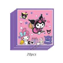 Sanrio 88pcs Sanrio Kuromi Party Supplies,Included Birthday Banner,Hanging Vortex, Plates,Napkins,Tablecloth,Paper Cup,For Kuromi Decorations,Kuromi Birthday Party Decorations,Kuromi Party Decorations