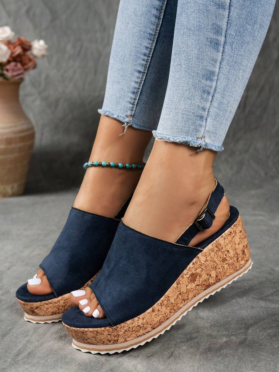 Plateausandale mit Keilabsatz und wasserdichtem Zehenbereich für Damen, retro Leopardenmuster, eleganter boho-Stil mit Holzmaserung, Strandschuhe