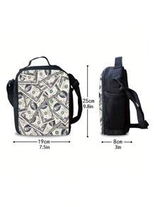 Dollar Pattern Printed Backpack Three Pieces Set (Front Bag Backpack + Lunch Bag + Pencil Bag) Pencil Case