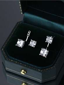 GAGAFEEL 1 Paar exquisite, elegante und modische S925 Sterling Silber Ohrringe, besetzt mit kubischem Zirkonia für den täglichen Gebrauch von Frauen, Schmuck, Feiertagsgeschenke, Schmuck und Muttertagsgeschenke