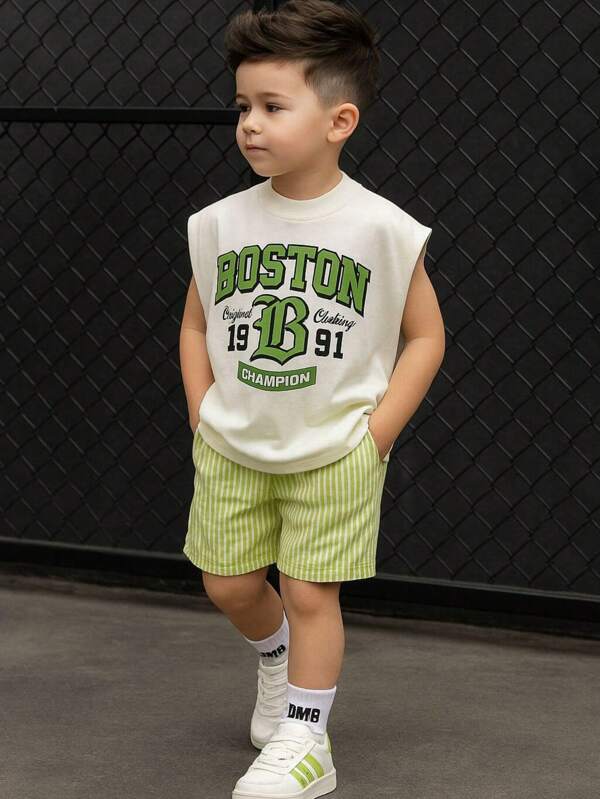 conjunto de regata 2 pçs Shorts Bermuda infantil  menino Masculina