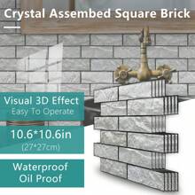10 Peças/20 Peças/30 Peças Adesivos de azulejo 3D autoadesivos e reforçados, 27 x 27 cm Adesivos decorativos para renovação de parede doméstica, adequados para cozinha, varanda, pia, banheiro e sala de jantar Decoração de casa Decoração de parede Decoração de banheiro Papel de parede Acessórios de cozinha Itens de cozinha Decoração de cozinha Adesivos de parede Adesivo de parede