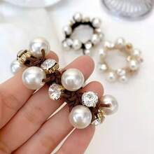 1pc Elegant Rhinestone Faux Pearl Hair Tie For Women, Simple Chic Hair Band Hair Accessory Ponytail Holders Hair Elastics Hair Rubber Bands Scrunchies Hair Rope Elastic Hair Tie, Hair Bobbles