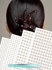 970pcs/4sheets Face Gems, 3d Simulation Faux Pearl,Gemstone Shaped Rhinestone Sticker For Diy Makeup,Party Decorations