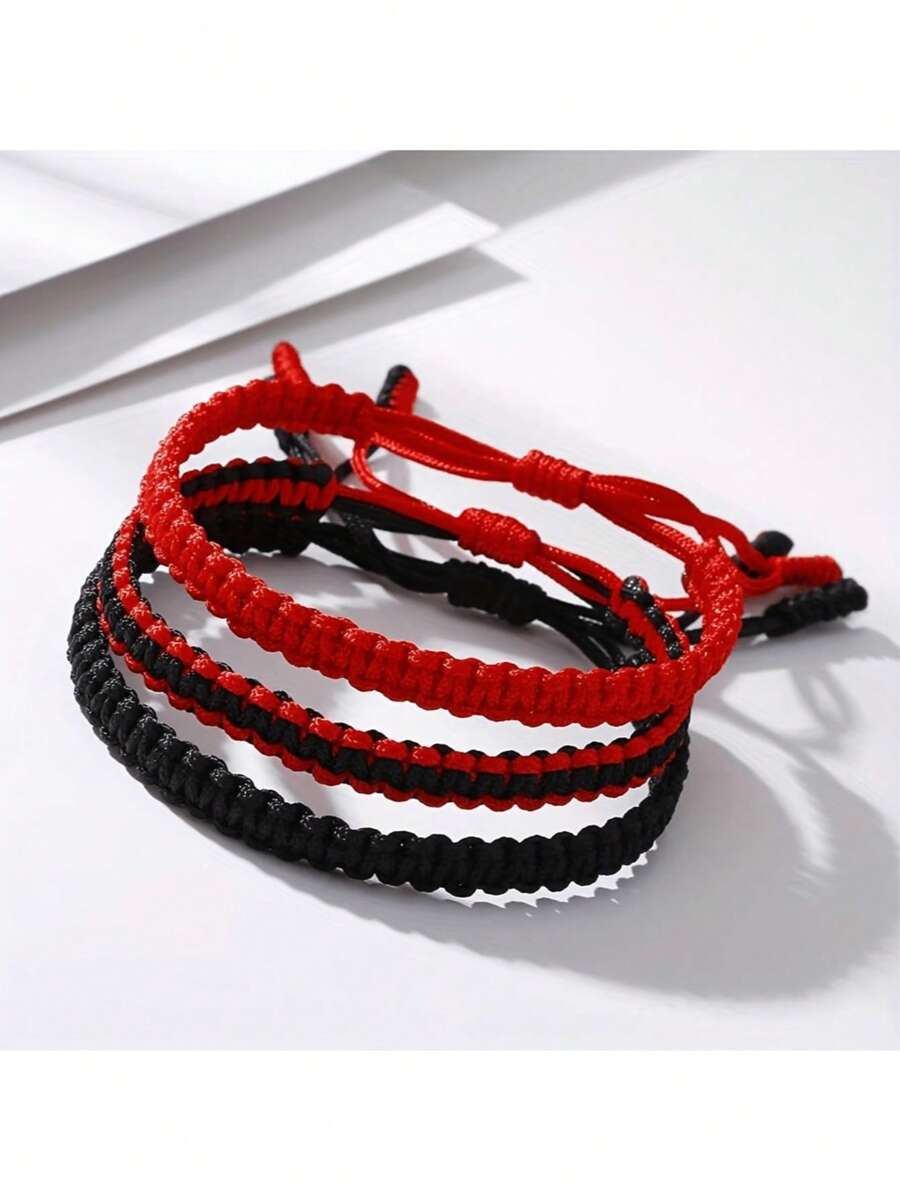 3pcs Fashionable Handmade Braided Bracelets, Versatile & Adjustable For Daily Wear