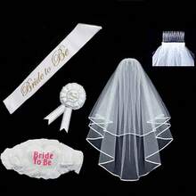 Elegant Bridal Veil And Belt Set, Suitable For Bachelorette Parties, Weddings, Celebration Events Decoration