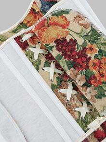 1 件莫奈花园花卉紧身胸衣上衣，复古提花复古塑身衣上衣，紧身胸衣短款上衣，适合正式场合，适合搭配 - 彩色 - 查看 6