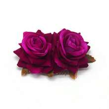 Bridal Hair Comb, Faux Velvet Rose Flower Hair Comb Headpiece, Double Rose Flower Hair Comb Valentine's Day Accessories,Wedding Hair Accessories - Multicolor - View 17