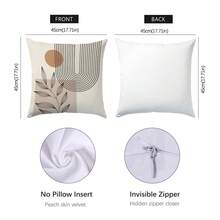 4 件套极简主义日常抽象叶子几何图案抱枕套，单面印花桃绒材质，45*45/50*50/40*40 厘米靠垫套适用于现代简约沙发客厅装饰、礼物、派对装饰 - 彩色 - 查看 2
