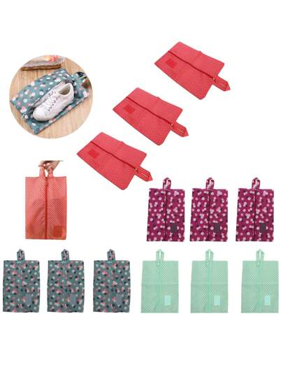 1 ou 3 unidades de bolsa de viagem portátil de camada única para sapatos com zíper, bolsa dobrável simples à prova de poeira, organizadora multiuso para sapatos, bolsa para maquiagem, mala feminina, adequada para viagens ao ar livre, bolsa de embalagem multifuncional de grande capacidade, suprimentos para organização doméstica