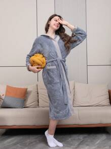 Grey Bathrobe, Suitable For Daily Wear Back To School
