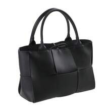 Living And Home PU Leather Tote Bag With Patchwork Design (40cm) & Bonus Zippered Pouch - Black - View 1