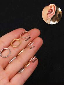 1 件 316L 不锈钢银鼻环，镶嵌 5A 级锆石，适用于耳垂、耳轮耳环、耳屏耳环、鼻中隔环、鼻环、耳轮脚耳环、鼻穿孔环