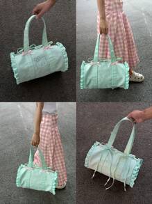 Sanrio 1pc Sanrio Hello Kitty Large Capacity Travel Bag, Mint Green Women Shoulder Bag, Handbag, Zipper Closure, Ideal Gift For Daily Commute, Short Trip, Outdoor, Street Photography, Christmas