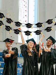 1PC-Graduation Decoration Banner, 2025 Black Glitter Graduation Cap With Tassel Banner, Class Of 2025 Graduation Party Banner For College Graduation Party Decoration, Party Supplies