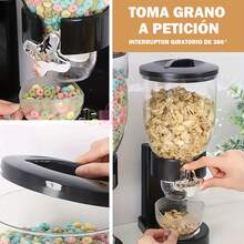 Dispensador de cereales, contenedor para almacenar dulces, dispensador de alimentos frescos y secos, contenedor para alimentos secos, caja de almacenamiento de cocina que ahorra espacio, frasco de exhibición de alimentos, dispensador de frascos de alimentos, dispensador de alimentos secos, frasco para almacenar cereales, cereal a prueba de humedad, buen sellado, gran capacidad, perilla de encimera, artículos para el hogar, accesorios de cocina, adecuado para dulces, nueces, arroz, cereales, bocadillos, etc. (negro) - Negro - Ver 5