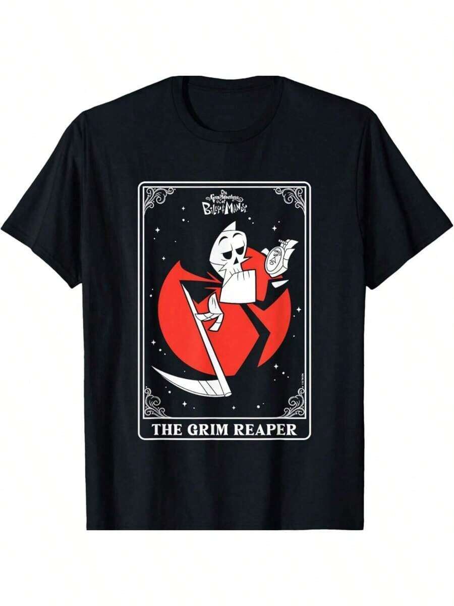 The Grim Adventures Of Billy And Mandy  Tarot T-ShirtKorean Loose  T-Shirt New Retro And Fashionable T-Shirt - Black - View 1