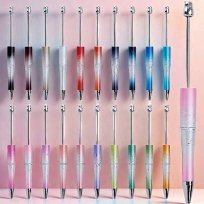 25pcs/Set DIY Crafts Multicolor Surface Carved Round Bead Silicone Beads, Focus Beads For Jewelry Making DIY Pen Arts And Crafts Supplies Kit