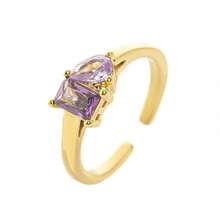 CIREY 1 pieza Anillo con piedra natal de diciembre chapado en oro de 18K, estilo de lujo casual, adecuado como regalo - Oro de 18 quilates con doble diamante - Ver 18