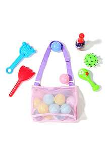 Lightweight Beach Mesh Tote Bag With Adjustable Shoulder Strap - Perfect For Shells, Beach And Holiday Essentials - Multicolor - View 5