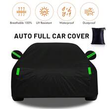 YL Premium Black Car Cover With Reflective Strips,Dustproof & Scratch Resistant Heavy-Duty 190T Fabric For Sedans,High Quality,  Hatchbacks, SUVs - 黑色 - 查看 3