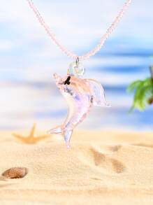 1 pieza Collar colgante de estilo marino con cuentas de vidrio y perlas de colores a la moda, adecuado para el Día de San Valentín, parejas, mejores amigos, regalos para fiestas familiares, vacaciones en la playa, uso diario para mujeres