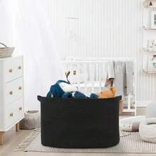 OYHOMO 1pc XXL Storage Basket Large Blanket Basket For Living Room, Extra Large Woven Storage Basket For Laundry, Toys Storage Basket, Clothes Basket, 18.9x13.4x11 Inches - Multicolor - View 11