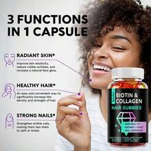 Biotin & Collagen, Hair Support Supplement - Promotes Nail Strength, For Men & Women - 60 Gummies - 1 chai - Xem 8