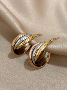 1Pair Multiple Colors Hoop Earrings Stainless Steel Earrings Golden Silver Rose Gold Earrings Simple And Elegant Hoop Earring For Women Teen Jewelry Gifts