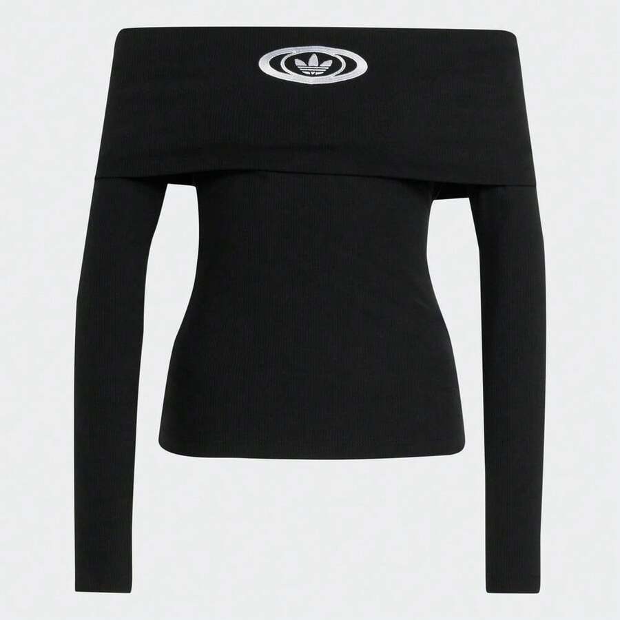 Adidas Originals 女款 CAMPUS2000 TOP 长袖针织无领T恤 TKA2690 - 黑色 - 查看 1
