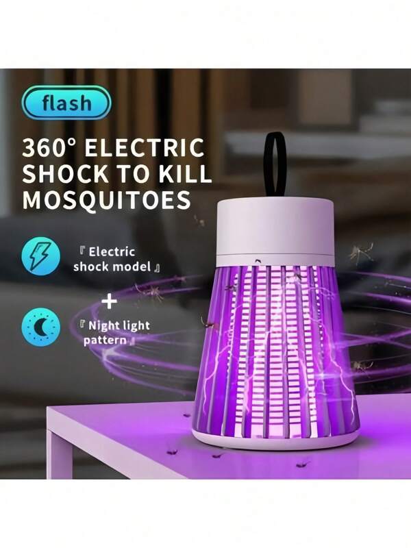 Tueur de moustiques électrique portable, anti-moustiques rechargeable avec lumière LED, port USB et crochet de suspension, convient pour la maison, le camping, l'intérieur et l'extérieur, piège à insectes, attrapeur de mouches à fruits, camping, pique-nique, restaurant