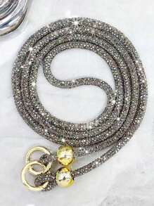 1pc Luxury Crystal Studded Lanyard, Long Crossbody Phone Strap, One Shoulder Or Backpack Decor Chain, Comes With Spacer