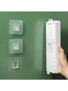 10pcs Easy-To-Install Sticky Practical Hooks-Fashionable Plastic Wall Hangers, Suitable For Routers, Power Sockets, Photo Frames, Remote Controllers-Waterproof Multifunctional Hooks, Suitable For Kitchens, Bedrooms, Bathrooms And Offices - Clear - View 2