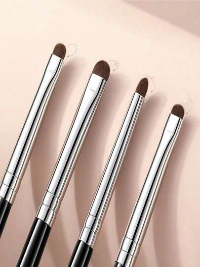 4pcs/Set Fine Eyeshadow & Eyeliner Detail Brush For Blending Makeup, Professional Eyeliner Brush, Long Handle Reversible Cosmetic Brush Makeup Tools For Sensitive, Delicate, Dry Skin For Easy And Beautiful Eye Makeup