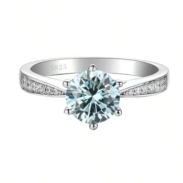 Fashion Jewelry For Women - 1-Carat Colored Moissanite Ring With Six-Claw Setting. Ideal For Weddings And Engagements. A Great Gift For Lovers, Friends And Family On Birthdays And Anniversaries