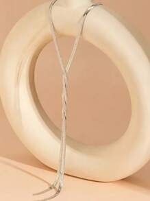 1pc Sexy Retro Simple And Elegant Hand Move Flat Snake Long Tassel Y-Shaped Necklace Exquisite Party And Beach Ladies Jewelry Festival Party Gift, Rave