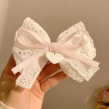 1pc/2pcs Set White Lace Bow Hair Clip, Side Clip, Lolita Duck Mouth Clip, Hair Accessory Claw Clips Hair Claws Hair Barrettes