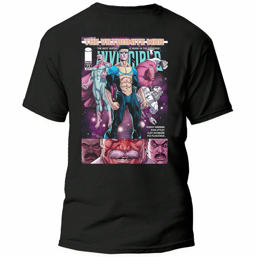 Playera Super Héroe Invencible – Estilo Cómic Moderno 100% Algodón  02 - Negro - Ver 1