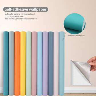 1 rulle modern enfärgad macaron självhäftande tapet - skalbar och självhäftande, 40/60/80 cm bred, avtagbar PET-tapet, sömlös skarvning, kontaktlöst papper, vattentät väggskyddsklistermärke, lätt att klippa gör-det-själv-klistermärke, lämplig för sovrum, vardagsrum, öppen spis, studentrum, kontor, fondvägg, heminredning, skåp, låda, bord, möbelrenovering, hyresgästvänlig