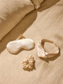 Cirelle 4pcs/Set Silk-Like Eye Mask, Headband, Scrunchie Sleep Set Home AccessoriesFor Bedroom,Travel,Office,School, Back To School Supplies