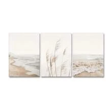 3pcs Travel White Seascape Canvas Painting Nordic Sea Beach Pampas Wall Arts Botanical Grass Pictures Living Room Kitchen Wall Art Decor Posters ,Wall Art With Frame - Multicolor - View 8