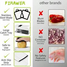 Vegetable Chopper Mandoline Slicer,Veggie Chopper, Multifunctional 15 In 1 Food Choppers, Kitchen Vegetable Slicer Dicer Cutter,Onion Mincer,Cheese Grater,Colander Basket,Kitchen Gadgets - Black and White - View 6