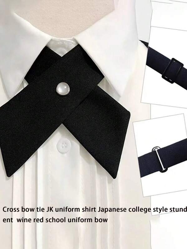 Camisa de uniforme escolar de lazo estilo japonés con cuello cruzado, tono borgoña para estudiante