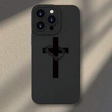 Thorns Cross Fashionable And Creative Pattern,  Matte Texture Mobile Phone Case For Men And Women, Comfortable Grip, TPU Material Anti-Fall All-Inclusive Protective Case Suitable For IPhone17/IPhone17 Air/IPhone17 Pro/IPhone17 Pro Max/16 Pro Max/15 Pro Max/14 Pro Max/13 Pro Max/12 Pro Max - 黑色 - 查看 2