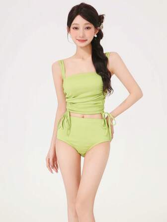 New 2-Piece Tankini Swimsuit, Modest & Slimming Design For Beach, Resort, Swimming, Ladies