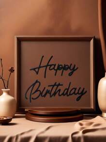 Enseigne de lettre "Happy Birthday" en bois vintage et rustique, décoration d'anniversaire en bois ajourée blanche, accessoire photo pour fond de fête (noir)