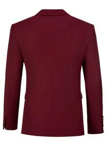 Chaqueta de traje para hombre, ropa de hombre de dos botones, elegante, de corte slim, de solapa única, blazer de fiesta para hombre, ropa formal de negocios para hombre, traje de boda, talla XS-3XL, ropa de vacaciones para hombre, regalo del Día de San Valentín para hombres - Burdeos - Ver 2